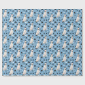 White Staffordshire Terrier Pattern on Blue Geschenkpapier (Flach)