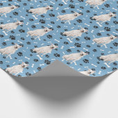 White Staffordshire Terrier Pattern on Blue Geschenkpapier (Ecke)