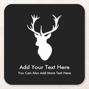 White Stag Head mit Antler Rechteckiger Pappuntersetzer
