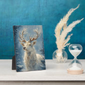 White Stag Portrait Mystical Winter Art Fotoplatte (Seite)