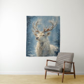 White Stag Portrait Mystical Winter Art Wandteppich (Beispiel)