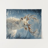 White Stag Portrait Mystical Winter Art Wandteppich (Vorderseite (Horizontal))