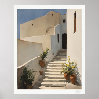 White Stairway House Poster