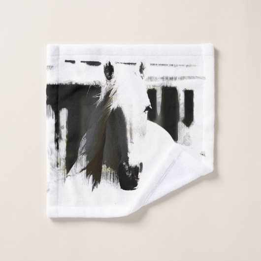 White Stallion Artwork Badhandtuch Set (Waschlappen)