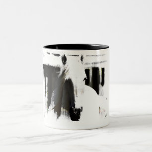 White Stallion Artwork Zweifarbige Tasse