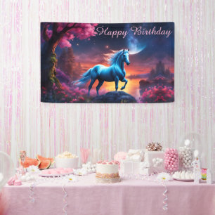 White Stallion Fantasy Pink Garden Geburtstag Banner