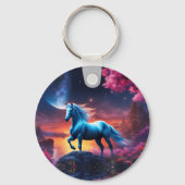 White Stallion Fantasy Pink Garden Schlüsselanhänger (Vorderseite)