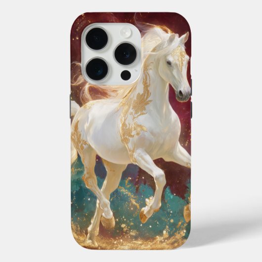 White Stallion Gold Fantasy Design Case-Mate iPhone Hülle (Rückseite)