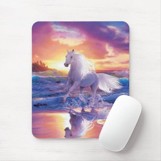 White Stallion Mouse Pad Mousepad (Mit Mouse)