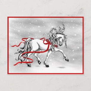White Stallion Weihnachtsdesign Feiertagspostkarte