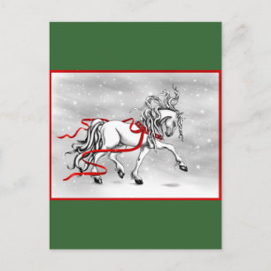White Stallion Weihnachtsdesign Feiertagspostkarte