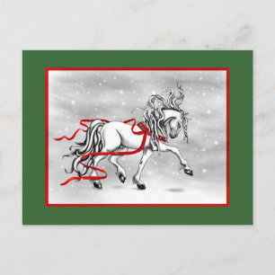 White Stallion Weihnachtsdesign Feiertagspostkarte