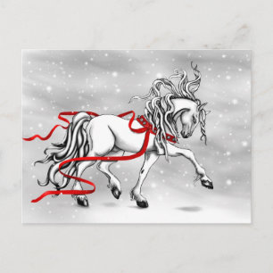 White Stallion Weihnachtsdesign Feiertagspostkarte