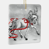 White Stallion Weihnachtsdesign Keramikornament (Rechts)