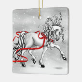 White Stallion Weihnachtsdesign Keramikornament (Links)