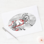 White Stallion Weihnachtsdesign Ovaler Aufkleber (Umschlag)