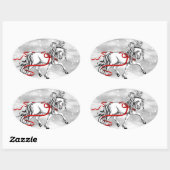 White Stallion Weihnachtsdesign Ovaler Aufkleber (Blatt)