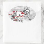White Stallion Weihnachtsdesign Ovaler Aufkleber (Tasche)