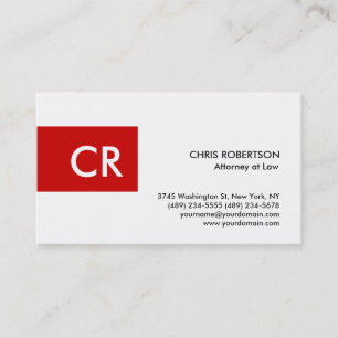 White Standard Business Card Rotes Streifen Monogr Visitenkarte