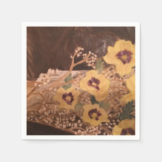 White Standard Cocktail Paper Napkins/ Still Life Serviette (Vorderseite)