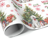 White Standard Poodle Dog Holiday Tree Geschenkpapier (Rolleneckpunkt)