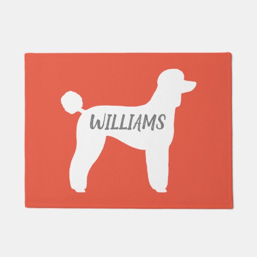 White Standard Poodle Dog Silhouette Personalisier Fußmatte (Vorderseite)