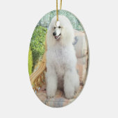 White Standard Poodle Keramikornament (Links)