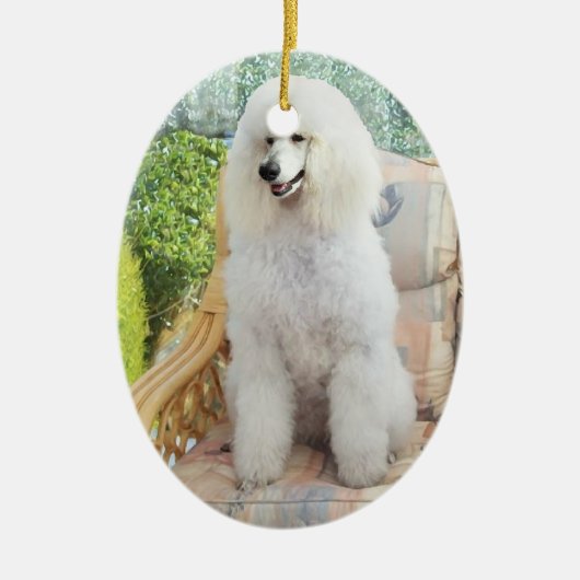 White Standard Poodle Keramikornament (Vorne)