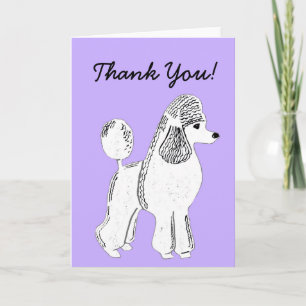 White Standard Poodle Lavendel Danke Karte