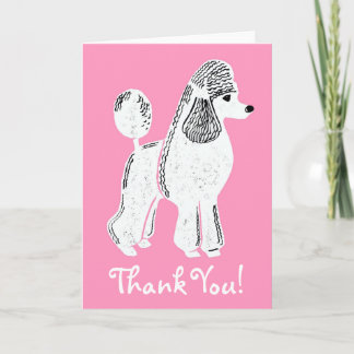 White Standard Poodle Pink Danke Karte