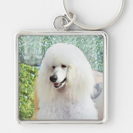 White Standard Poodle Schlüsselanhänger (Vorne)