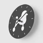 White Standard Poodle-Silhouette Runde Wanduhr (Winkel)