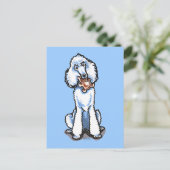 White Standard Poodle Teddy Bear Postkarte (Stehend Vorderseite)