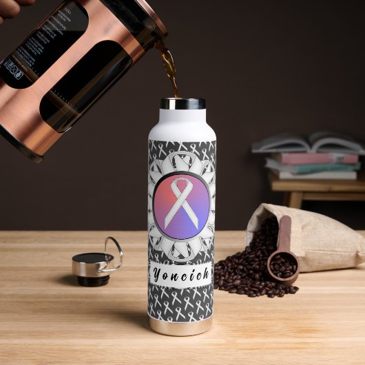 White Standard Ribbon von Kenneth Yoncich Trinkflasche (Kaffee)