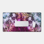 White Star Blumen Desk Mat Schreibtischunterlage (Tastatur & Maus)