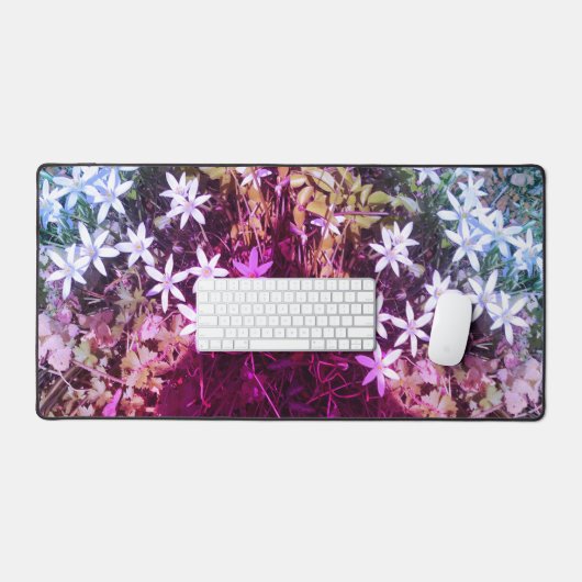 White Star Blumen Desk Mat Schreibtischunterlage (Tastatur & Maus)