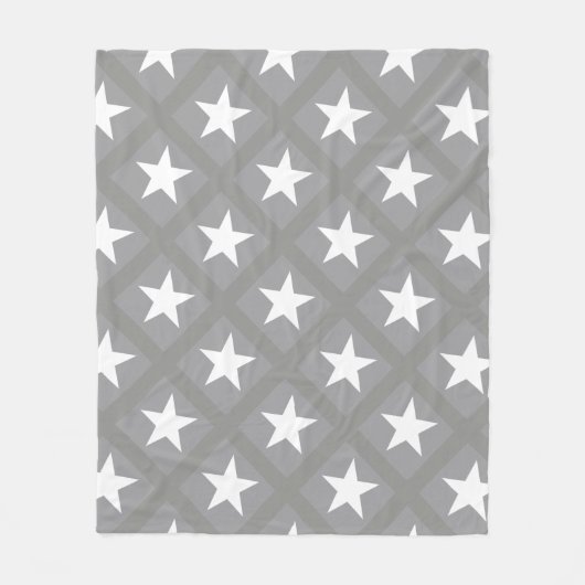 White Star Elegante Gray Color Design Stars Fleecedecke (Vorderseite)