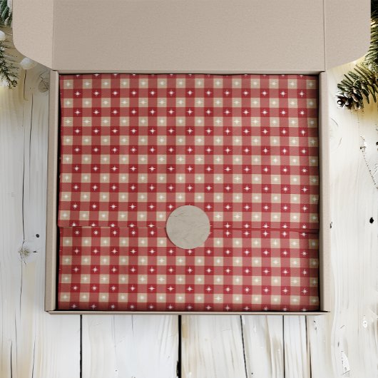 White Star Gingham Country Holiday Seidenpapier