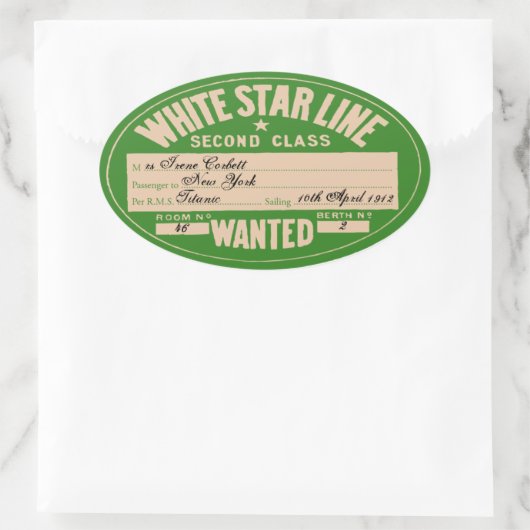 White Star Line (Anpassen) Ovaler Aufkleber (Tasche)