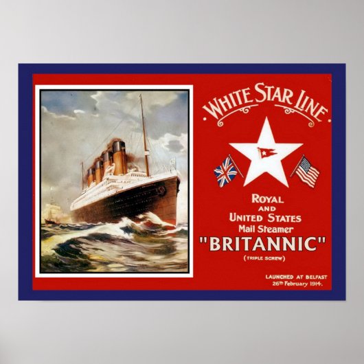 White Star Line Britannic Ship Poster (Vorne)