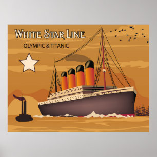 White Star Line, Olympic und Titanic Oversea Ship Poster