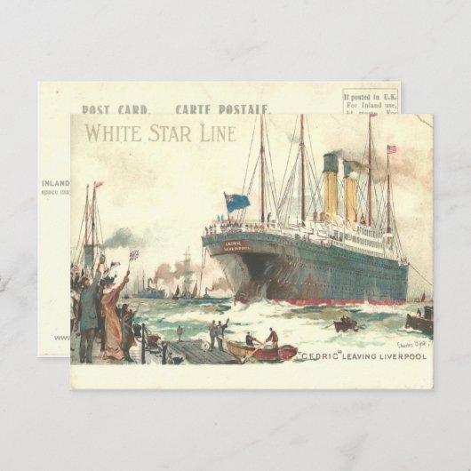 White Star Line R.M.S. Cedric Blätter Liverpool Postkarte (Vorne/Hinten)