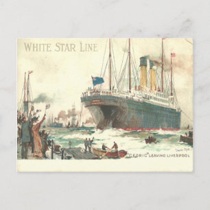White Star Line R.M.S. Cedric Blätter Liverpool Postkarte