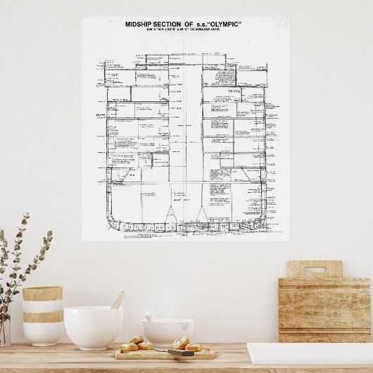 White Star Line S.S. Olympiahalle Section 1913 Poster (Küche)