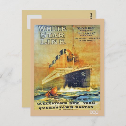 White Star Line Titanic & Olympic ad Postkarte (Vorne/Hinten)