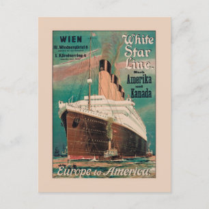 White Star Line Vintage Poster 1914 Postkarte