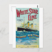 White Star Line, Vintages Seereisenposter Postkarte (Vorne/Hinten)