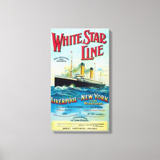 WHITE STAR LINIE OCEAN MAIL STEAMER CANVAS DRUCKEN LEINWANDDRUCK (Vorderseite)