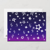White Star Muster auf Blue to Magenta Ombre Postkarte (Vorne/Hinten)