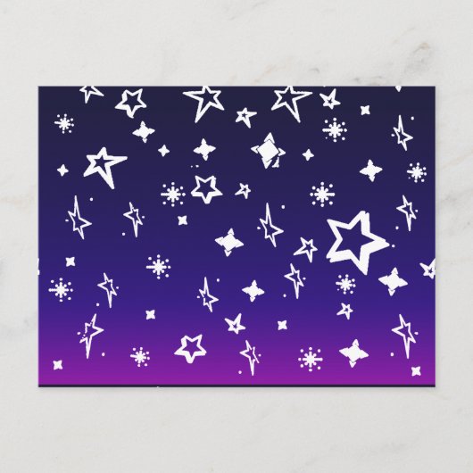 White Star Muster auf Blue to Magenta Ombre Postkarte (Vorderseite)